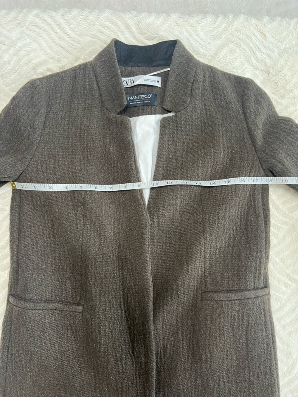 Zara Manteco Wool Blend Longline Coat Olive Green Minimalist XS - Picture 9 of 14